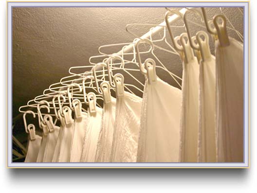 Washed white silk on hangers